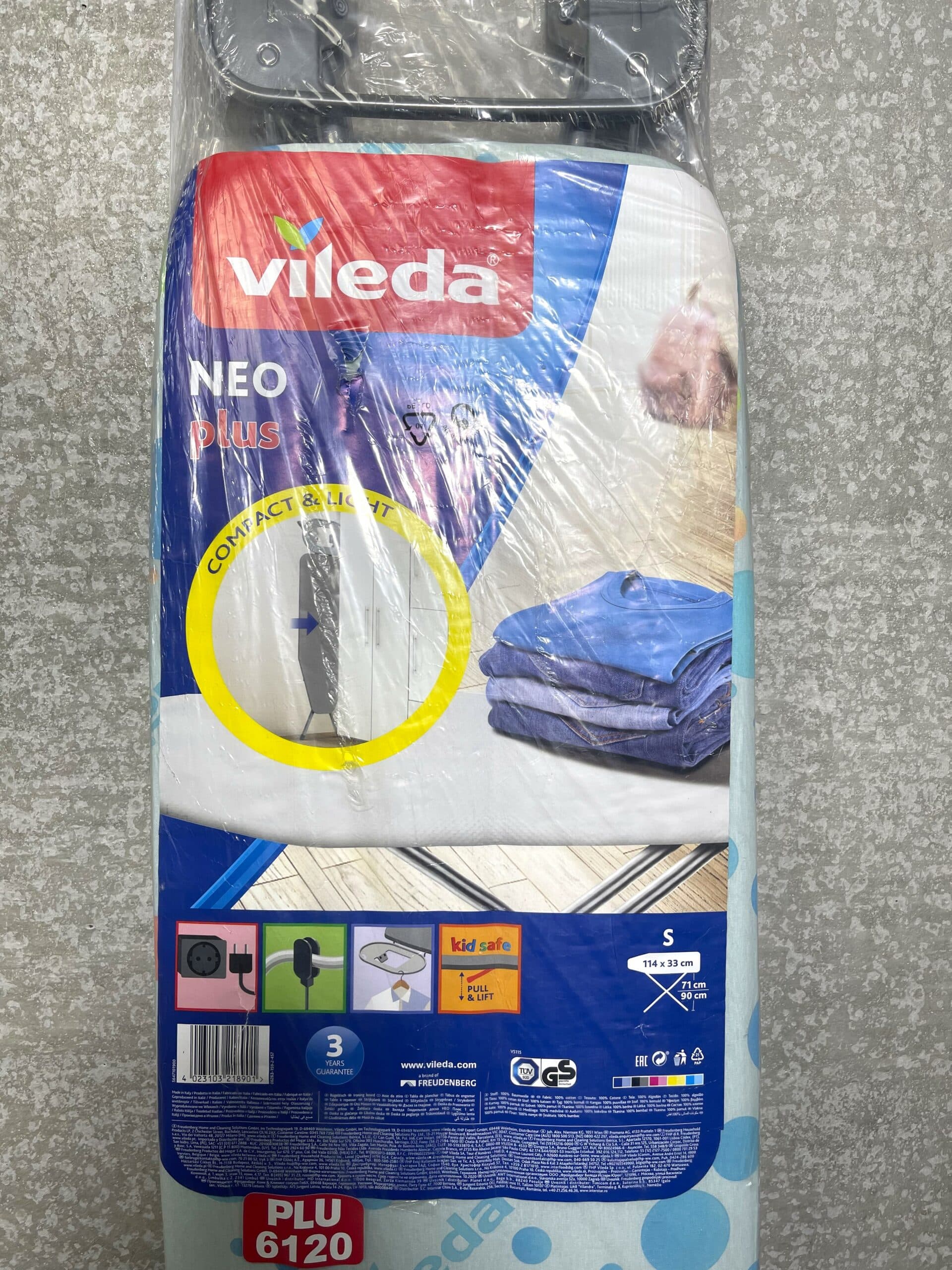 100081 Vileda strijkplank Neo Plus close up label