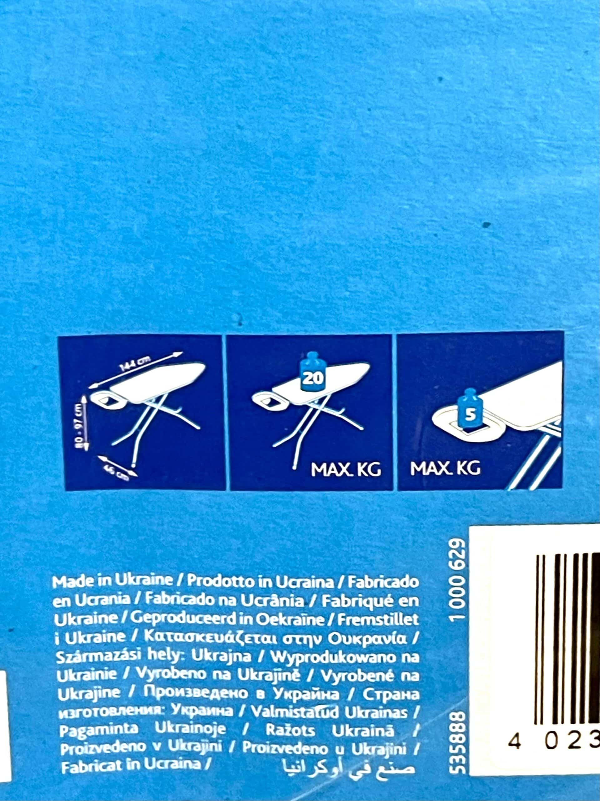 100082 Vileda strijkplank Bravo plus specificaties 2 (max gewicht ect.)