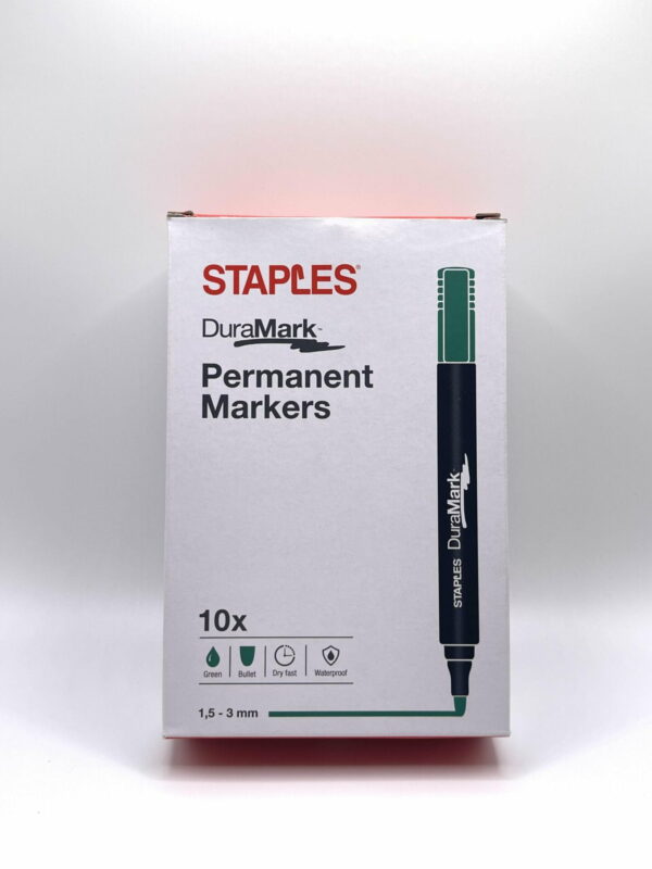 100025 staples stiften groen doos gekanteld