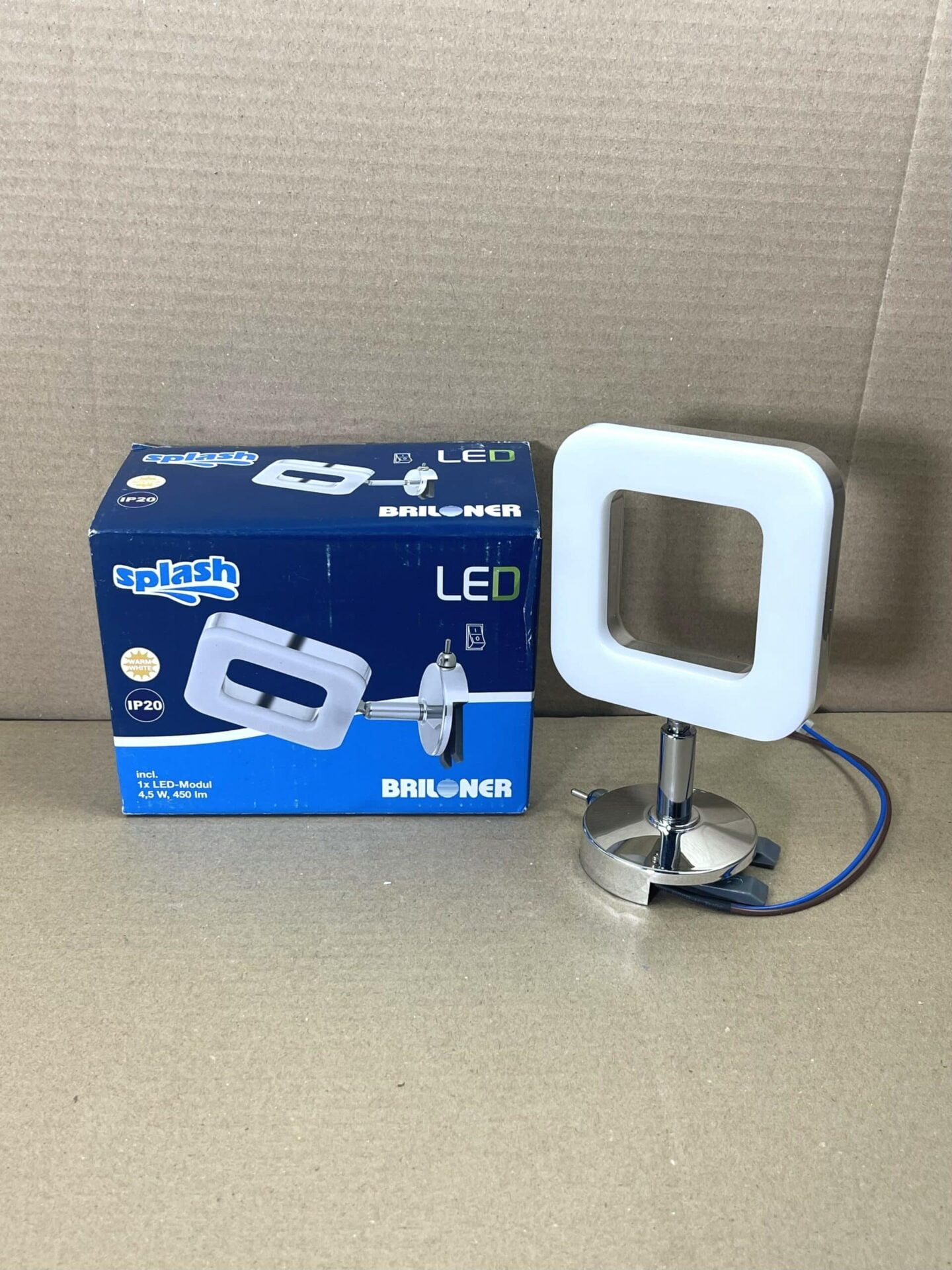 100036 Splash lamp met poot doos + lamp zijkant