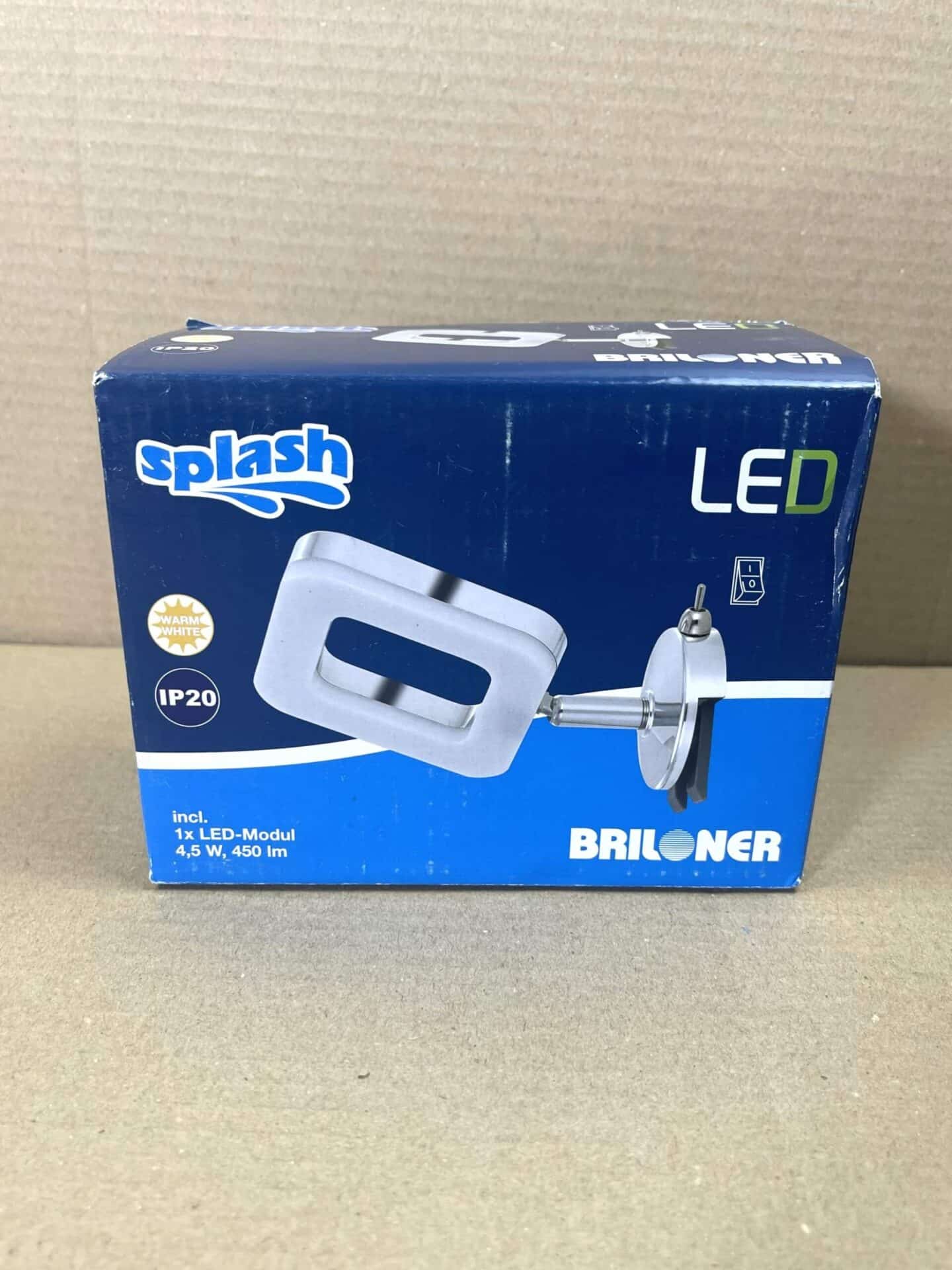 100036 Splash lamp met poot doos vooraanzicht liggend