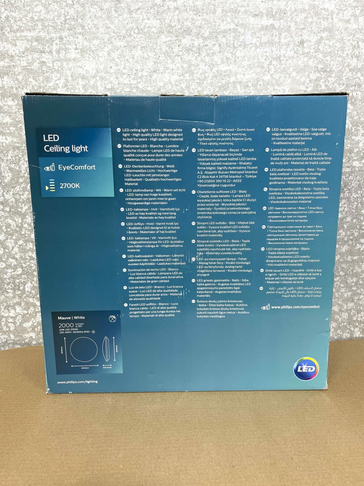 100051 Phillips 22w LED lamp doos specificaties