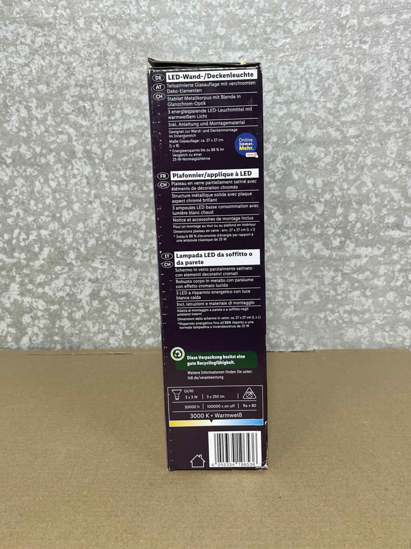 100055 Livarno plafondlamp doos specificaties