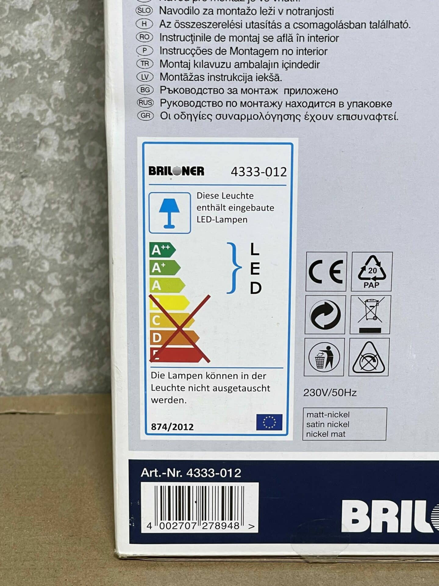 100057 Briloner lamp glas doos specificaties