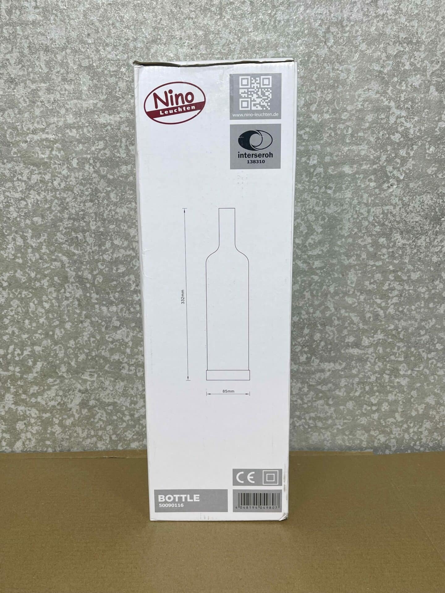 100060 Nino Bottle lamp achterkant afmetingen