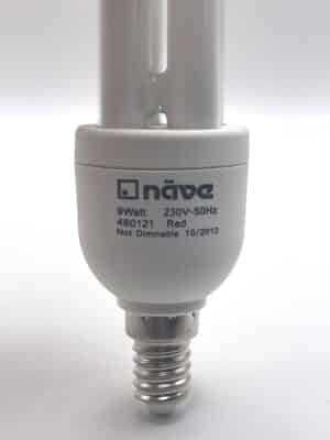 100063 Näve spaarlamp rood E14 9W close up