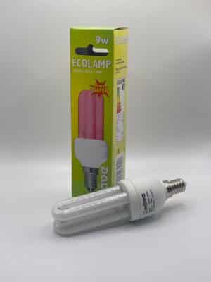 100063 Näve spaarlamp rood E14 9W doos + lamp