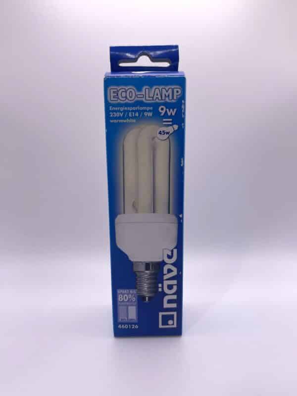 100065 Näve ecolamp E14 9W wit doos voorkant