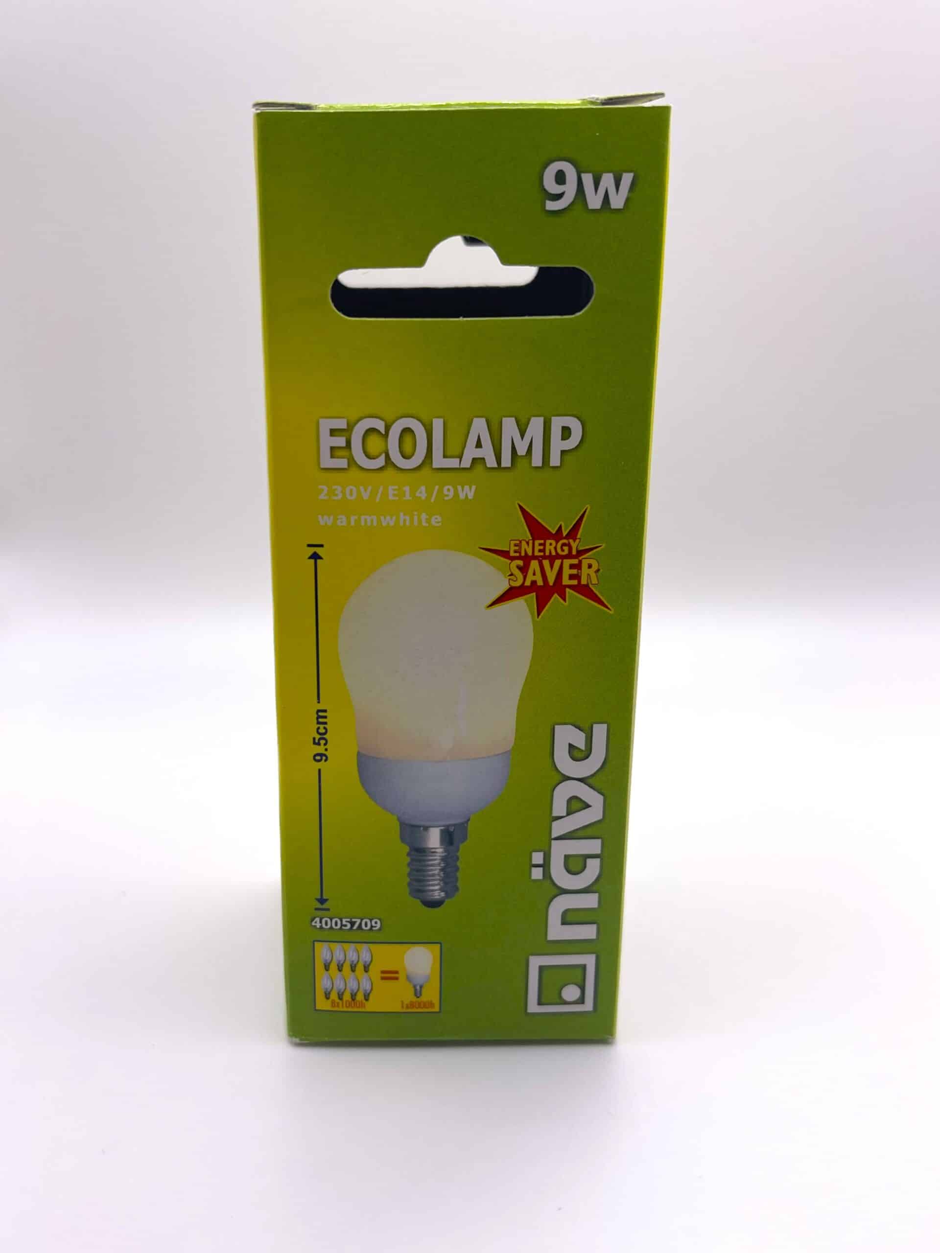 100070 Näve ecolamp E14 9W kleine bol doos voorkant