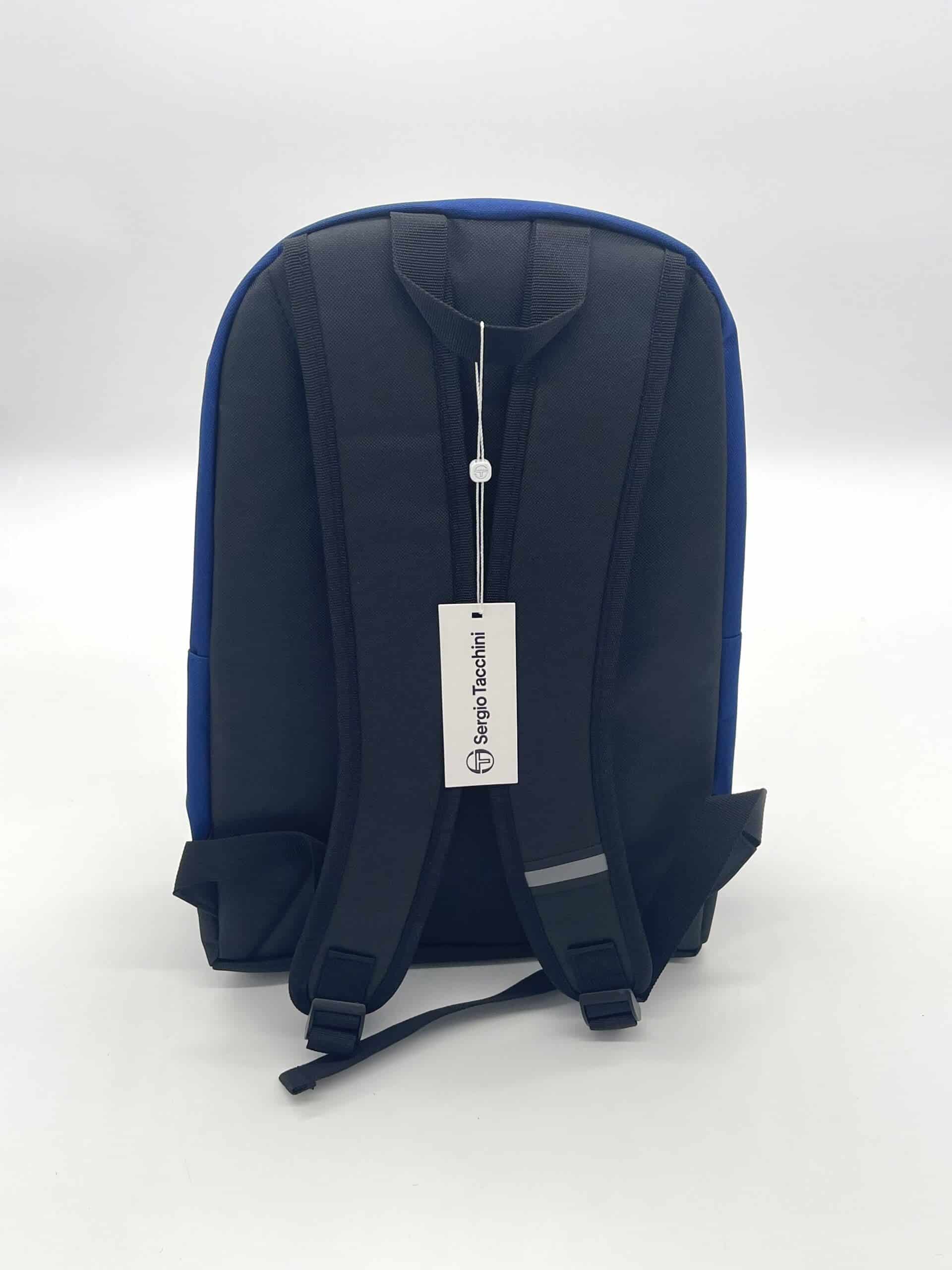 100108 Sergio Tacchini rugzak blauw verticaal achterkant